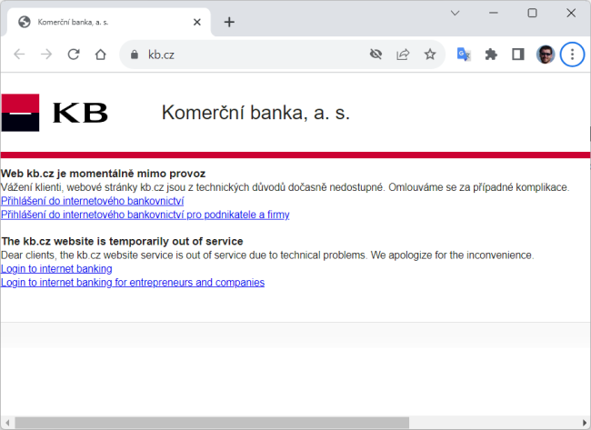 Webová stránka Komerční banky