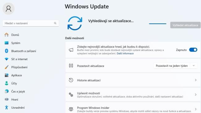 Služba Windows Update pro pravidelné aktualizace