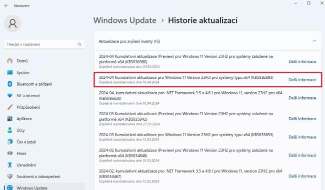 Služba Windows Update ve Windows 11