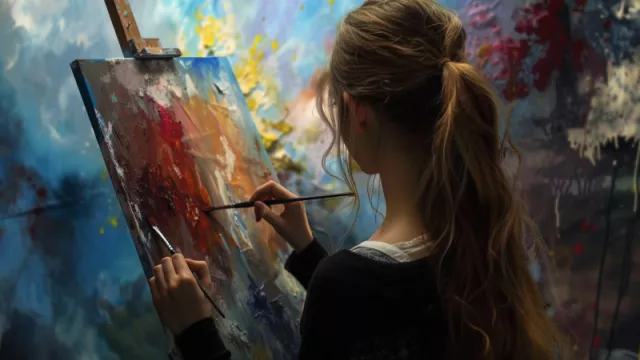 Dívka maluje obraz