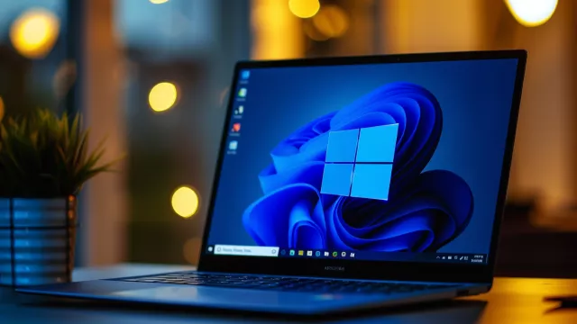 Logo Windows 11 na displeji laptopu