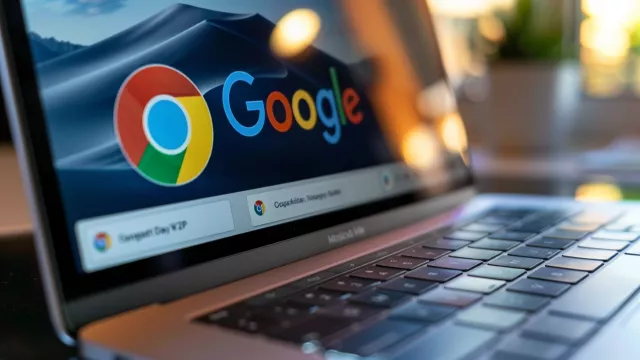 Prohlížeč Google Chrome na displeji laptopu
