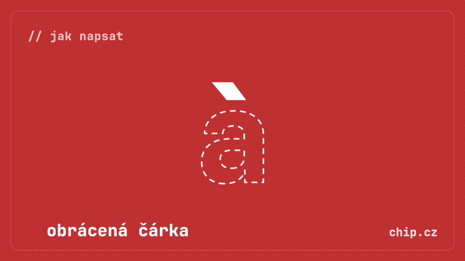 Symbol obrácené čárky na červeném pozadí.