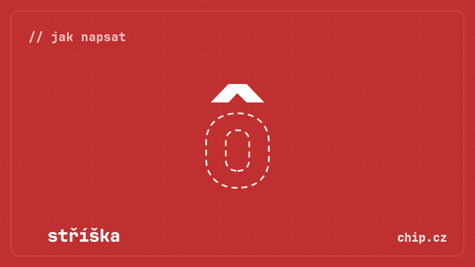 Symbol stříšky na červeném pozadí.