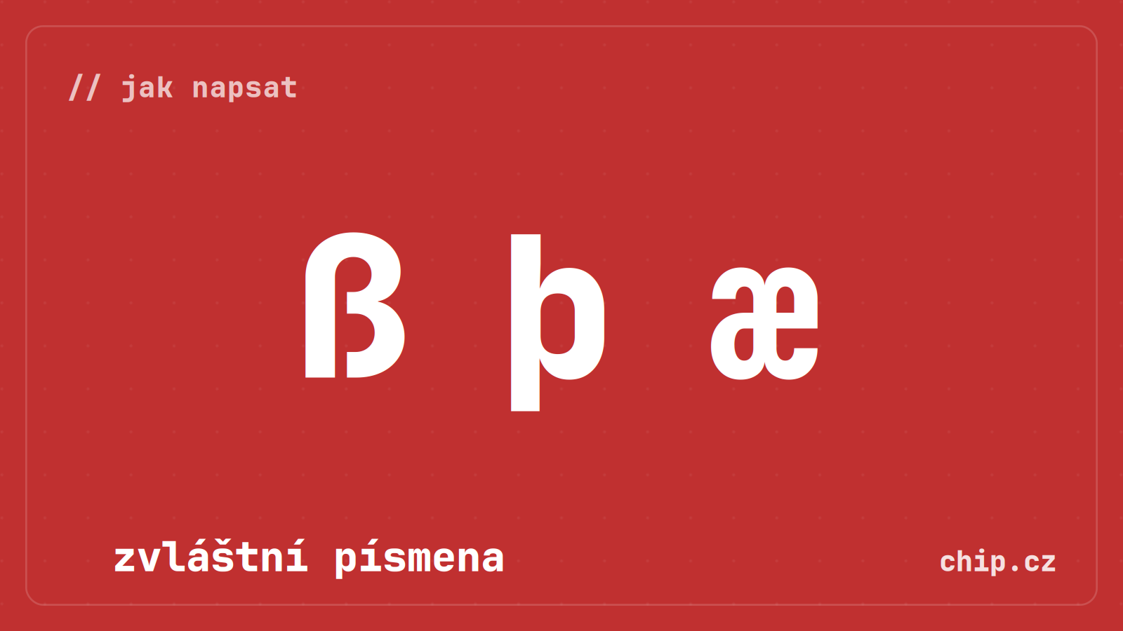Symboly zvláštních písmen na červeném pozadí.