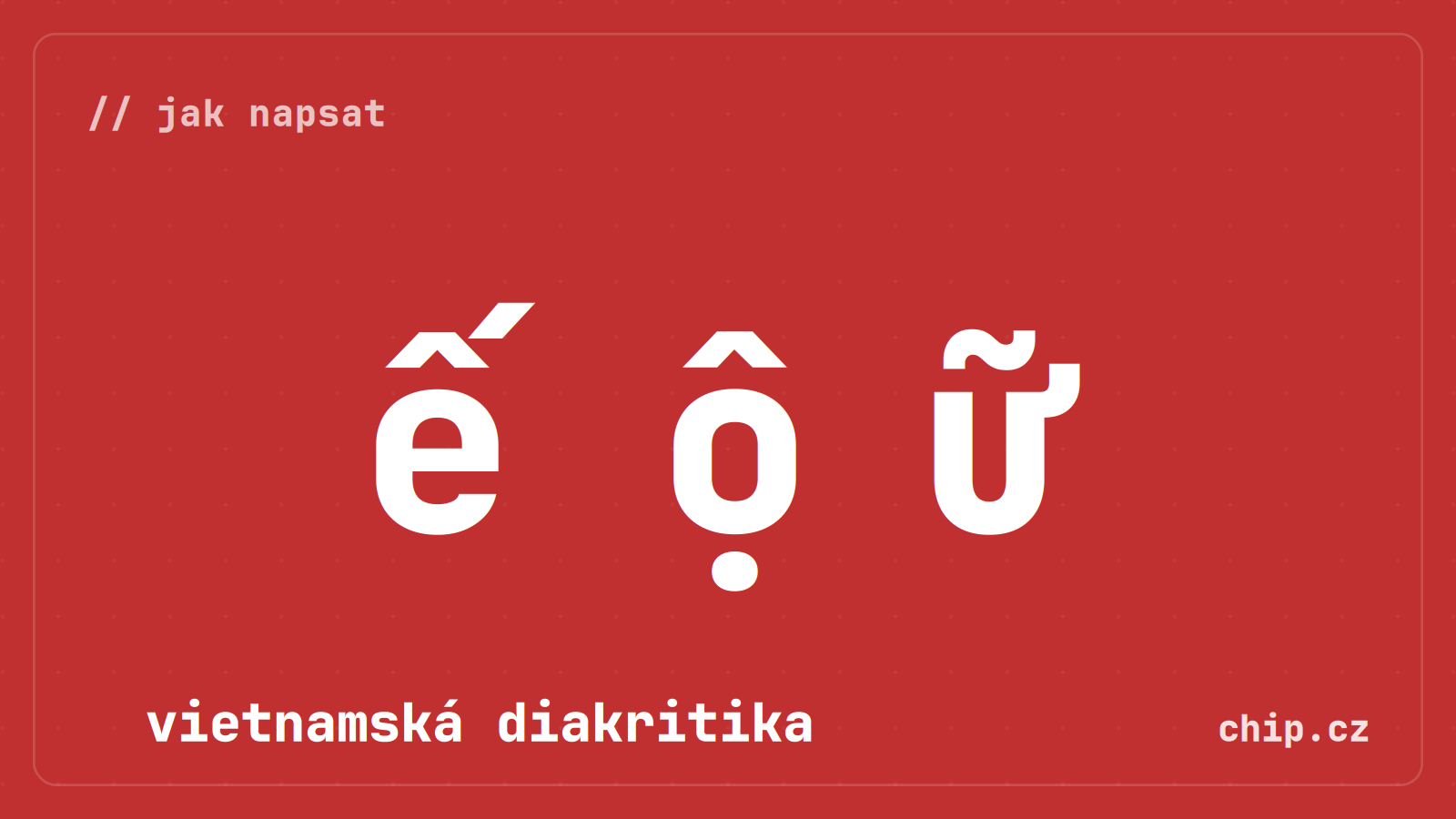 Symboly vietnamské diakritiky na červeném pozadí.