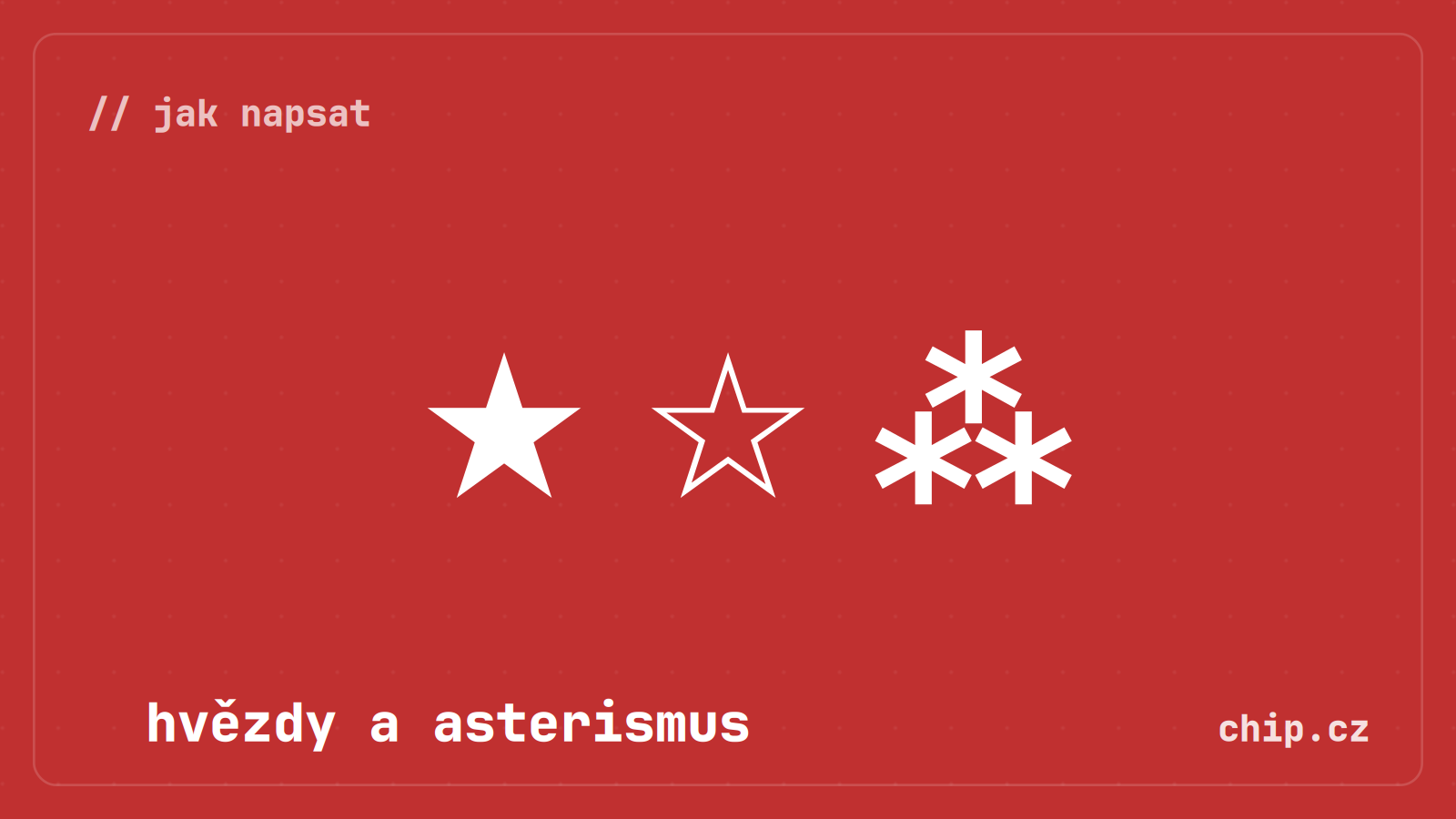 Symboly hvězd a asterismu na červeném pozadí.