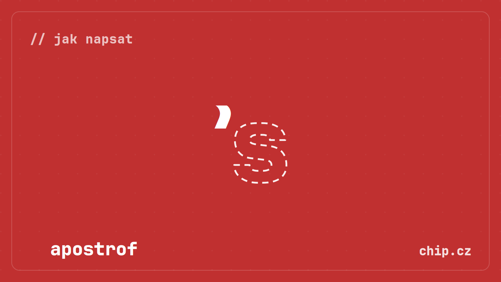 Symbol apostrofu na červeném pozadí.