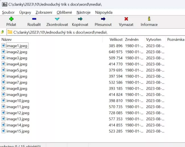 Vytáhnout obrázky ze souboru .docx je snadné, můžete použít zipovací program 7-Zip