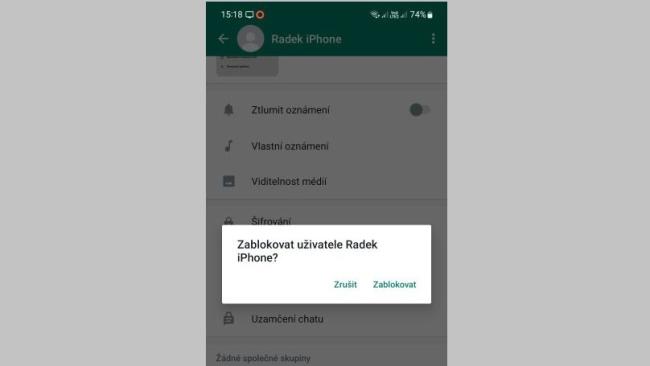 Zablokování nevyžádaného kontaktu na WhatsApp
