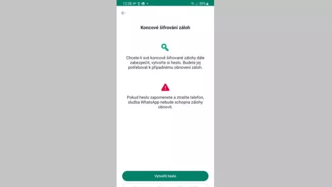 Šifrování záloh WhatApp na Disk Google