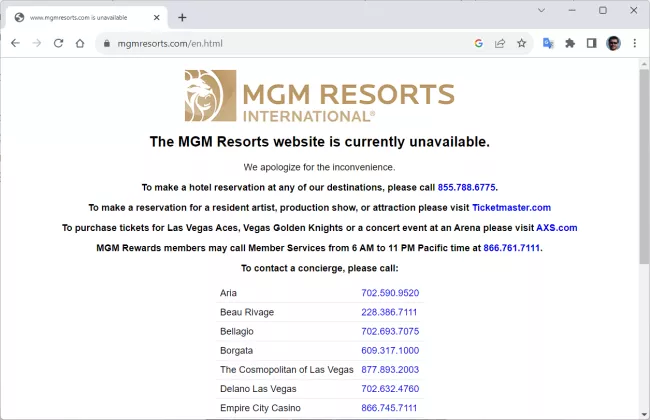 Webová stránka MGM