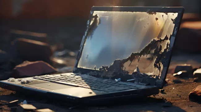 Notebook v prachu a blátě