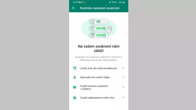 Nastavení soukromí ve WhatsApp