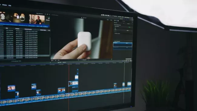 Obrazovka monitoru s nástrojem pro střih videa