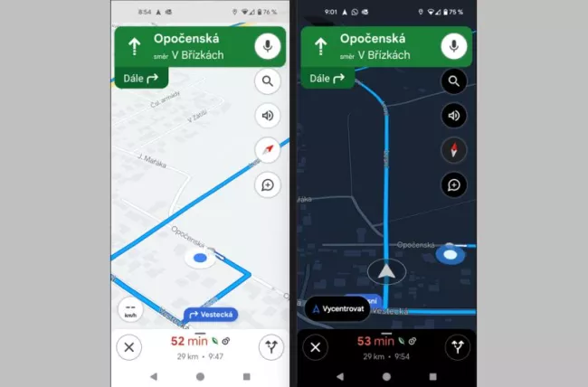 Mapy Google: Denní a noční režim