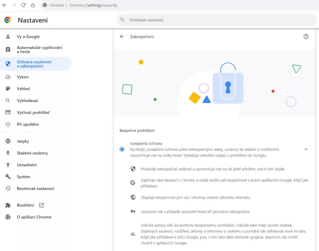 Nastavení Google Chrome