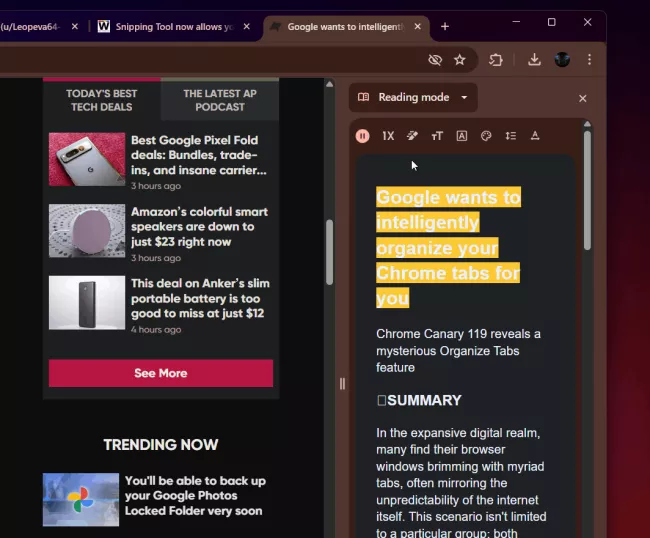 Čtení nahlas Google Chrome