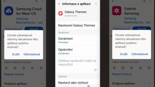 Odinstalace aplikací