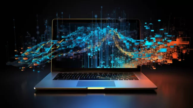 Data proudí z notebooku