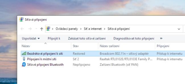 Přehled síťových připojení ve Windows
