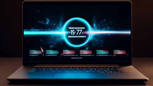 Měření rychlosti internetového připojení na displeji laptopu