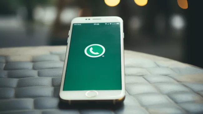 Logo WhatsApp na starším smartphonu