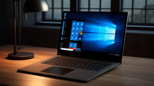 Windows 10 na pracovní ploše notebooku