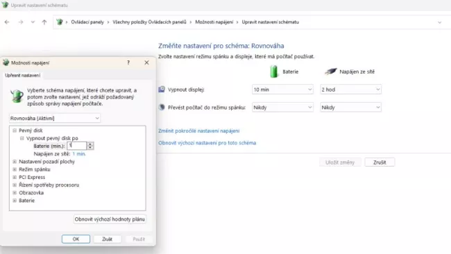 Schémata napájení Windows 11