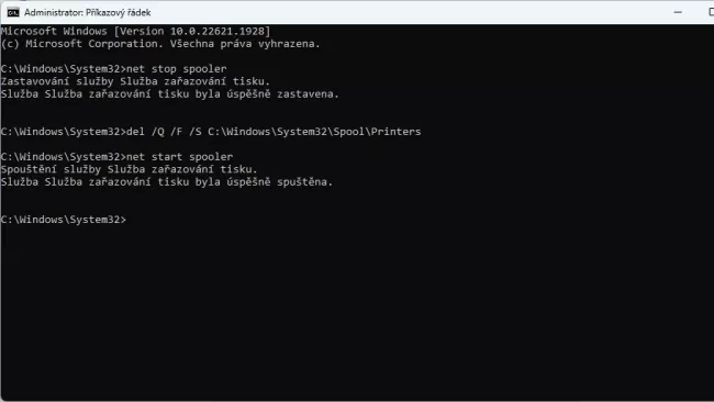 Okno příkazové řádky Windows