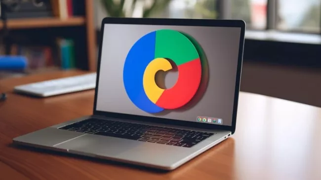 Symbol Google na displeji laptopu