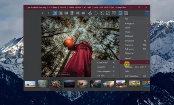 Grafické prostředí programu ImageGlass