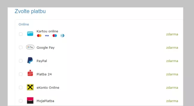 Platební metody při internetovém nákupu