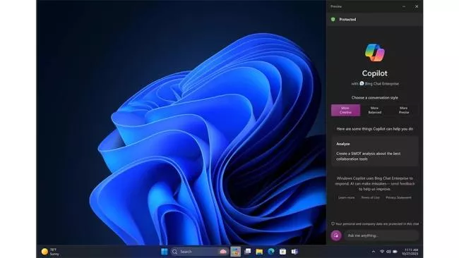 WindowsCopilot na pracovní ploše Windows 11