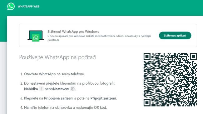 Webová aplikace WhatsApp