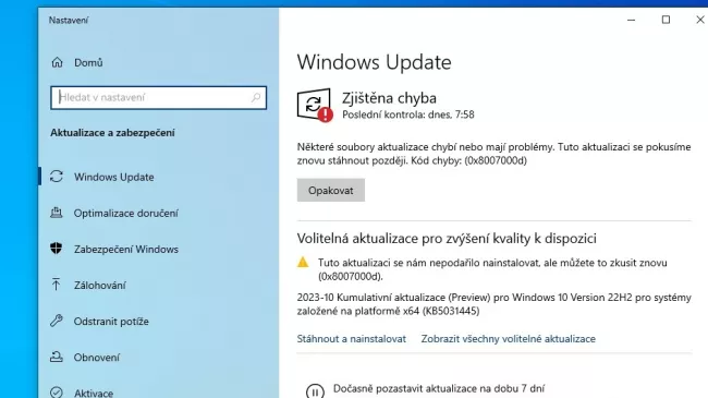 Služba Windows Update
