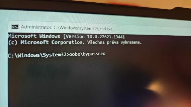 Instalace Windows 11 bez Wi-Fi
