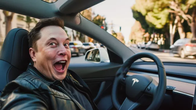 Elon Musk za volantem vozu Tesla