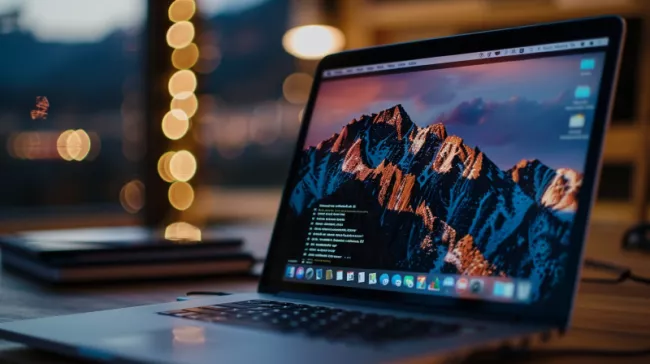 Laptop s motivem Linuxu na displeji