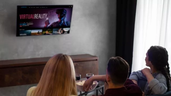 Přátelé sledují televizor