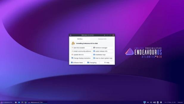 Pracovní plocha systému Endeavour OS