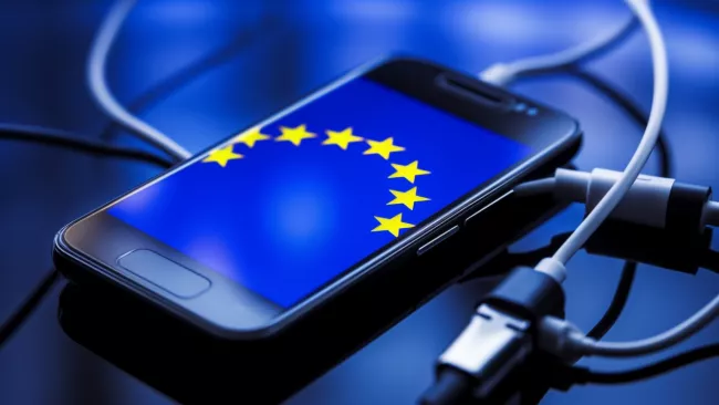 Telefon s vlajkou Evropské unie