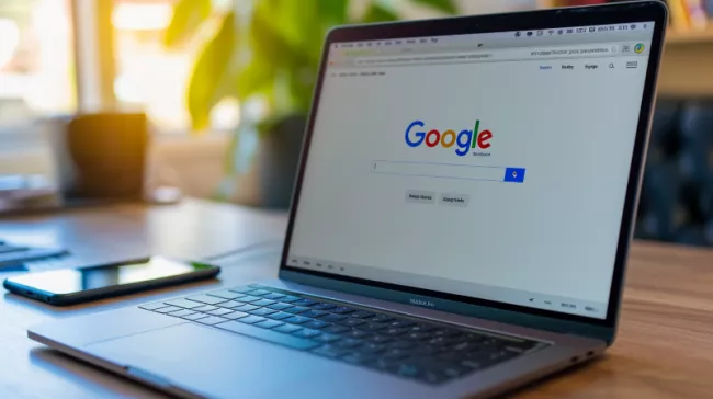Laptop s obrazovkou přihlášení do účtu Google