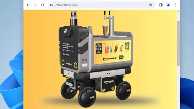 Pojízdný robotický vozík pro servis nápojů