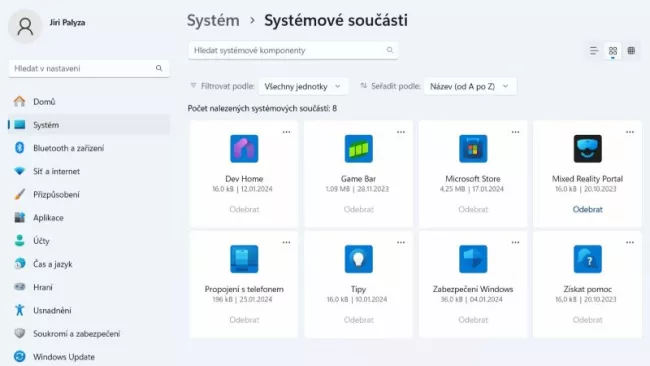 Přehled aplikací instalovaných ve Windows