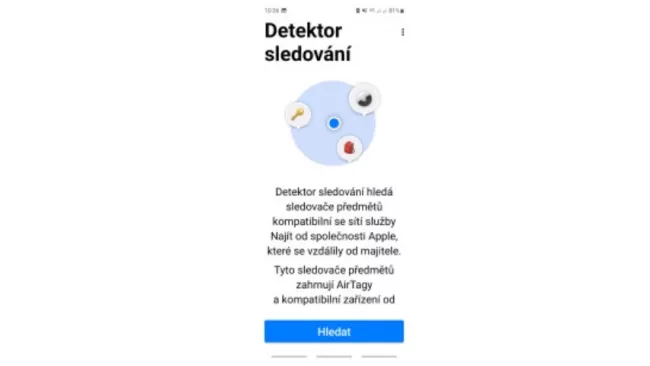 Mobilní aplikace Detektor sledování
