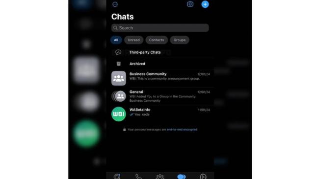Nová položka nabídky WhatsAppu pro komunikaci s uživateli jiných platforem