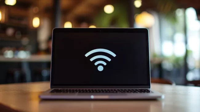 Symbol Wi-Fi na displeji laptopu