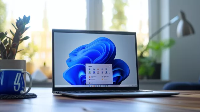 Laptop s Windows 11 na obrazovce