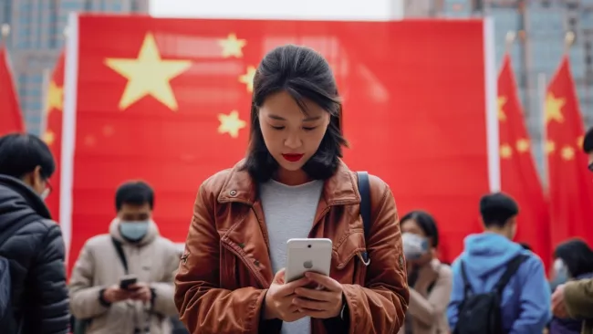 Žena s telefonem z Číny